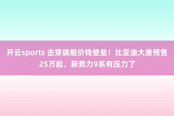 开云sports 击穿旗舰价钱壁垒！比亚迪大唐预售25万起，新势力9系有压力了