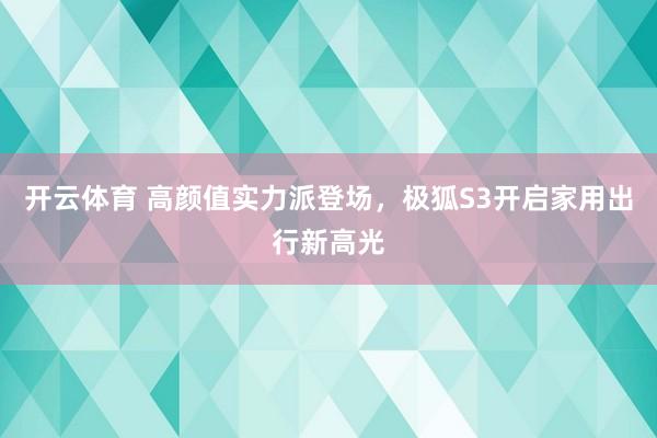 开云体育 高颜值实力派登场，极狐S3开启家用出行新高光