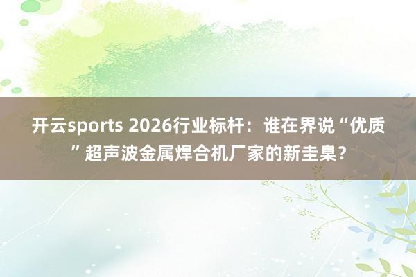 开云sports 2026行业标杆：谁在界说“优质”超声波金属焊合机厂家的新圭臬？