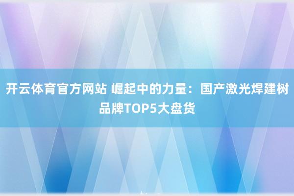 开云体育官方网站 崛起中的力量：国产激光焊建树品牌TOP5大盘货