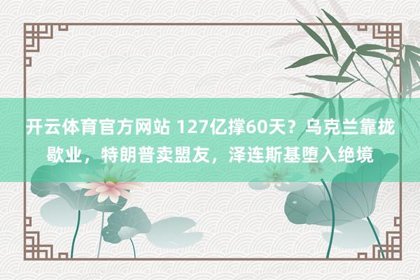 开云体育官方网站 127亿撑60天？乌克兰靠拢歇业，特朗普卖盟友，泽连斯基堕入绝境