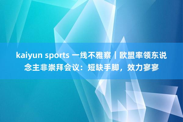 kaiyun sports 一线不雅察｜欧盟率领东说念主非崇拜会议：短缺手脚，效力寥寥