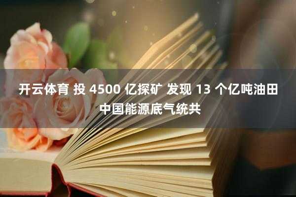 开云体育 投 4500 亿探矿 发现 13 个亿吨油田 中国能源底气统共