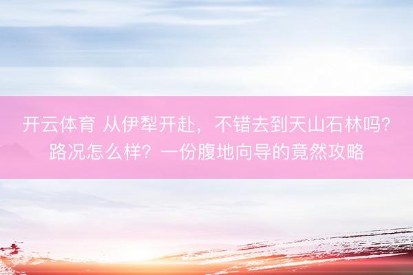开云体育 从伊犁开赴，不错去到天山石林吗？路况怎么样？一份腹地向导的竟然攻略