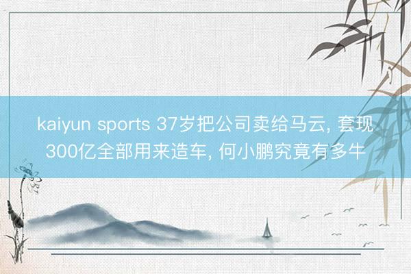 kaiyun sports 37岁把公司卖给马云， 套现300亿全部用来造车， 何小鹏究竟有多牛